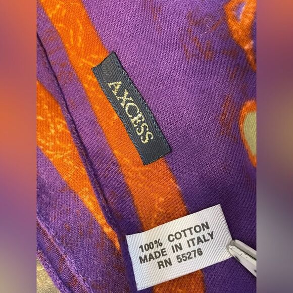 Axcess 100% cotton floral & geometric scarf Made in Italy - Picture 4 of 5